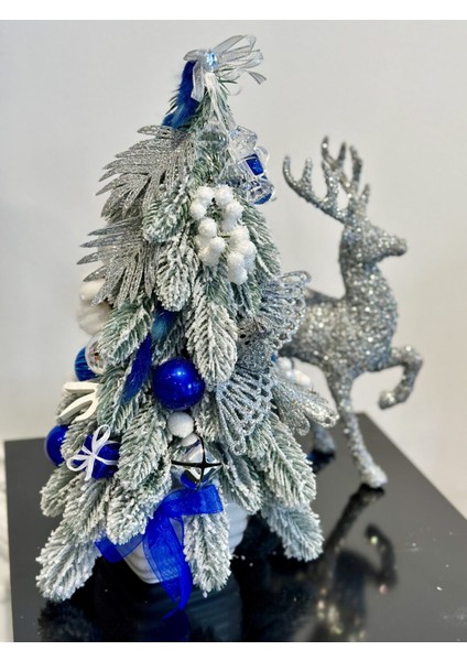 1 Adet Yılbaşı Lüks Tasarım Masa Üstü Karlı Çam Ağacı 40 cm fırsatları