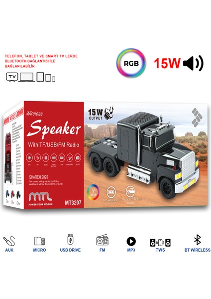 Klasik Görünümlü Nostaljik Kamyon Bluetooth Hoparlör Fm Radyo Speaker fırsatları