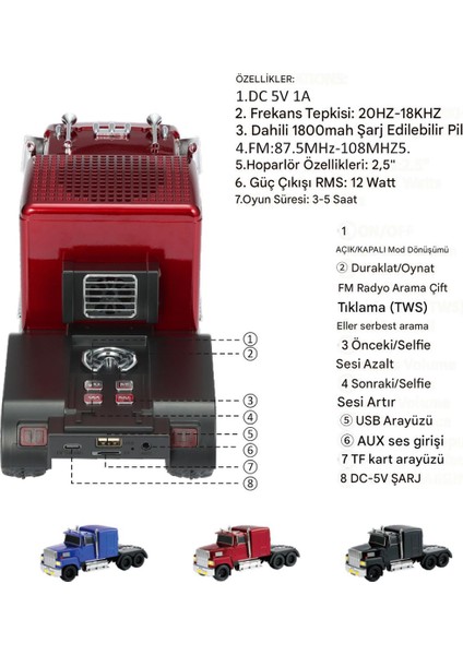 Klasik Görünümlü Nostaljik Kamyon Bluetooth Hoparlör Fm Radyo Speaker indirimleri