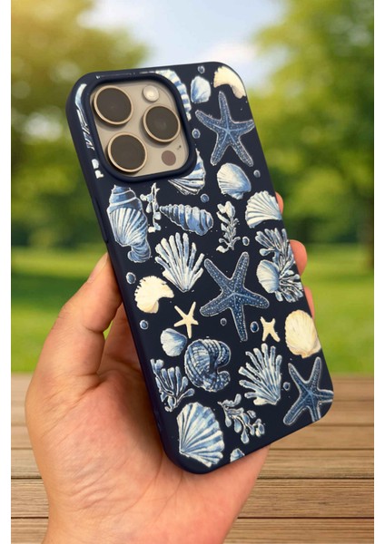 iPhone 15 Pro Max Uyumlu Deniz Kabuğu Desenli Silikon Darbe Emici Klasik Korumalı Rubber Kılıf modelleri