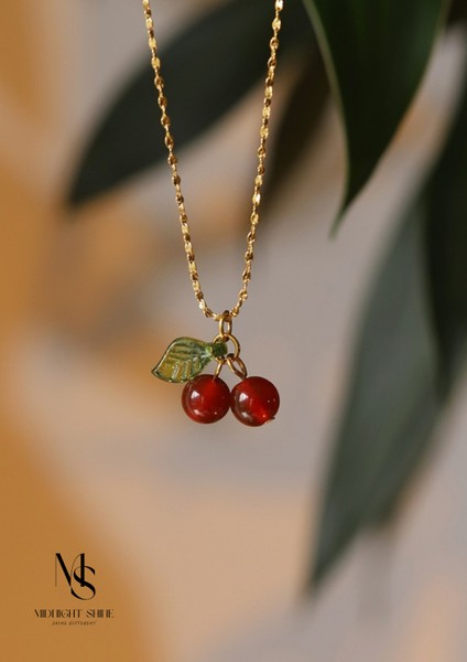 Paslanmaz Çelik Kiraz Kolye Küpe Seti