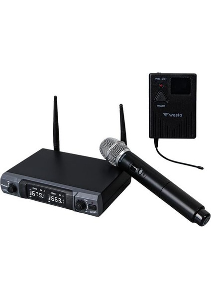WM-202HT 1 Alıcı + 1 El Mikrofonu +1 Yaka (Lavalier) Kablosuz Uhf Mikrofon Seti