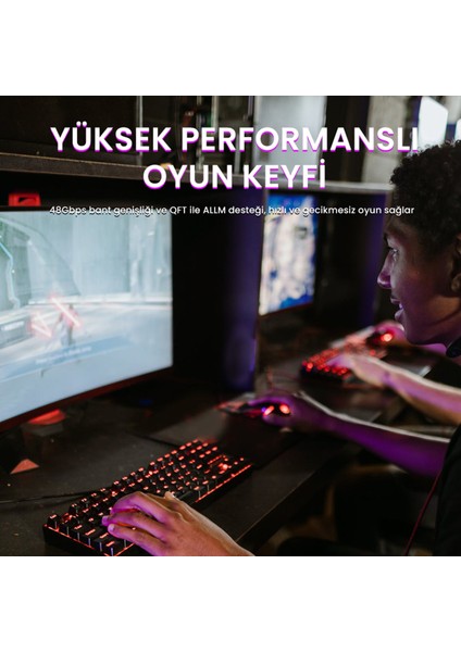 8K 60Hz 4K 120Hz 48 Gbps HDR ARC HDCP Örgülü HDMI 2.1 Kablo 1 Metre