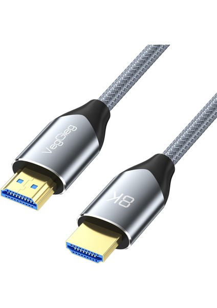 8K 60Hz 4K 120Hz 48 Gbps HDR ARC HDCP Örgülü HDMI 2.1 Kablo 1 Metre
