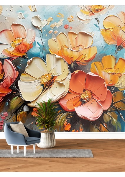 3D Çiçek Desenli Tek Parça Duvar Kağıdı -Isı ve Ses Yalıtımı Yırtılmaz fiyatları