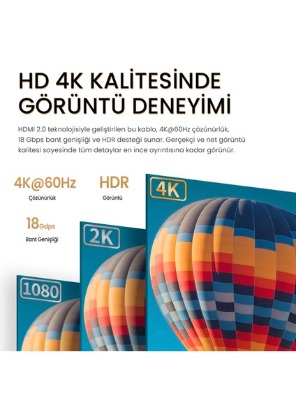 4K 30Hz 18Gbps HDR ARC HDCP HDMI 2.0 Kablo 20 Metre