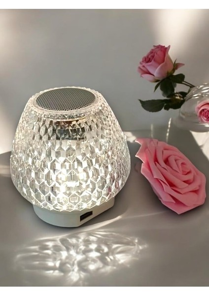 G5 Kristal Şarjlı Masa Lambası - 7 Renk Gece Lambası ve Bluetooth Hoparlör - M008R615-K76008