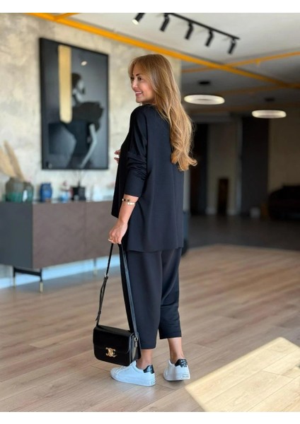 Kadın Iki Iplik Viskon Pamuk Kumaş Arma Detaylı Ikili Takım