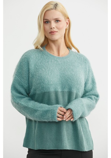 Oversize Yumuşak Dokulu Triko Kazak - Mint