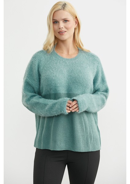 Oversize Yumuşak Dokulu Triko Kazak - Mint fiyatları