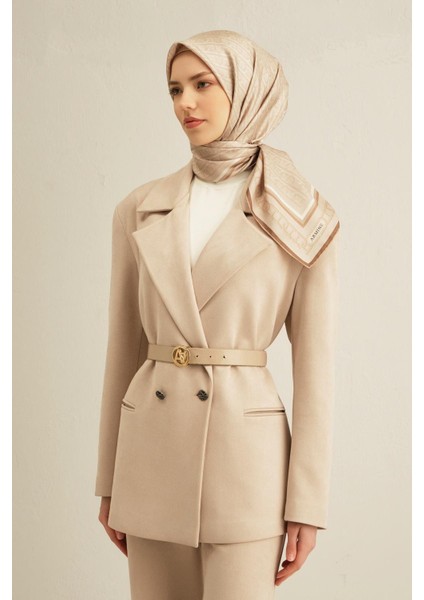 Desenli Saf Ipek Twill Eşarp 9301- 36