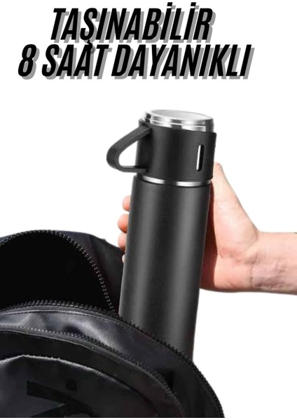 Termos Seti 3'lü Bardak Seti Isı Dayanıklı Siyah Paslanmaz Çelik Vakumlu - M572K972-R72572 fiyatları