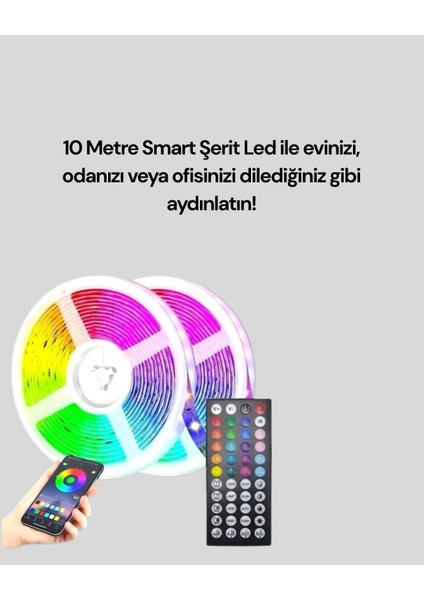 Bluetooth Kontrollü Smart Şerit LED 10M Sese Duyarlı Rgb Aydınlatma - MCT1676-7391 fiyatları