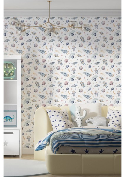 Uzay Temalı Çocuk Odası Duvar Kumaşı -Isı ve Ses Yalıtımlı modelleri