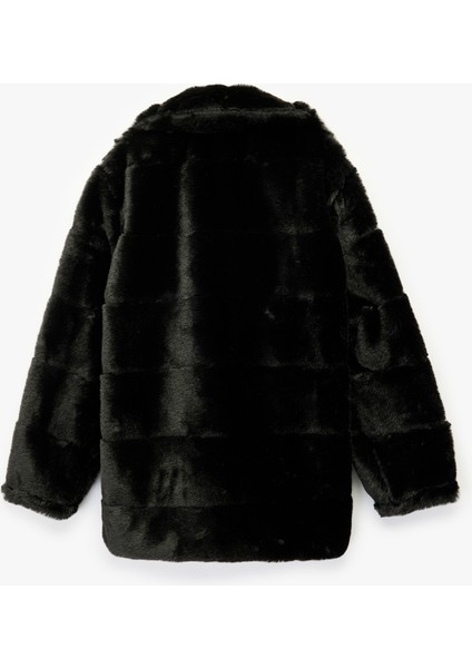 Uzun Kollu Cep Detaylı Bebe Yaka Suni Kürklü Ceket fiyatları