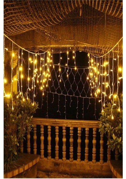 Perde LED Işık Sarı Gün Işığı 4 Metre 50X60X70 Saçak Gün Işığı 96 Ledli Saçaklı LED 8 Fonksiyonlu fiyatları