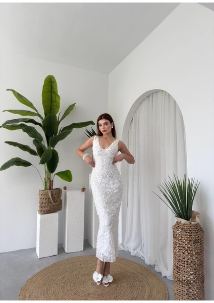 Kren Gül Detaylı Elbise