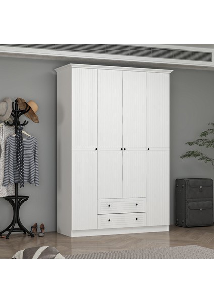 Bona Country 4 Mebran Kapaklı 2 Çekmeceli Gardırop-Beyaz fiyatları
