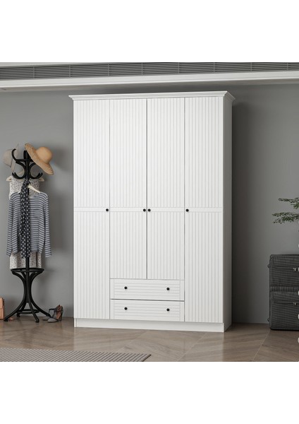 Bona Country 4 Mebran Kapaklı 2 Çekmeceli Gardırop-Beyaz modelleri