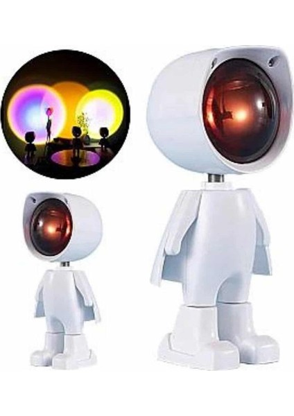Gün Batımı Projektör Lamba Astronot Görünümlü Dekoratif Masa Lambası - M175K568-R79175