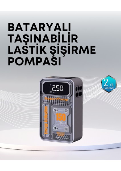 150 Psı Kablosuz Dijital Ekranlı Taşınabilir Araç Lastik Pompası - M743R075-K01743