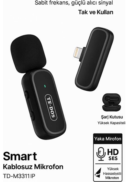 Iphone Uyumlu Akıllı Kablosuz Yaka Mikrofonu Hd Ses Kalitesi Tak ve Çalıştır Yüksek Hassasiyetli