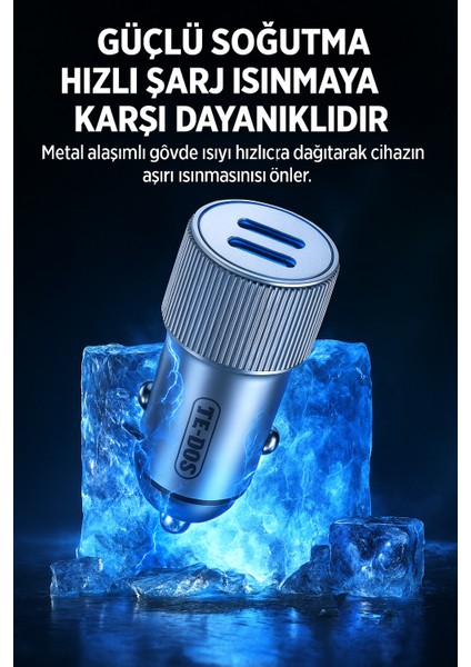 40W Çift Pd Portlu Araç Şarj Cihazı 2X20W Hızlı Şarj Pd3.0 Qc3.0 Destekli Metal Gövde fiyatları