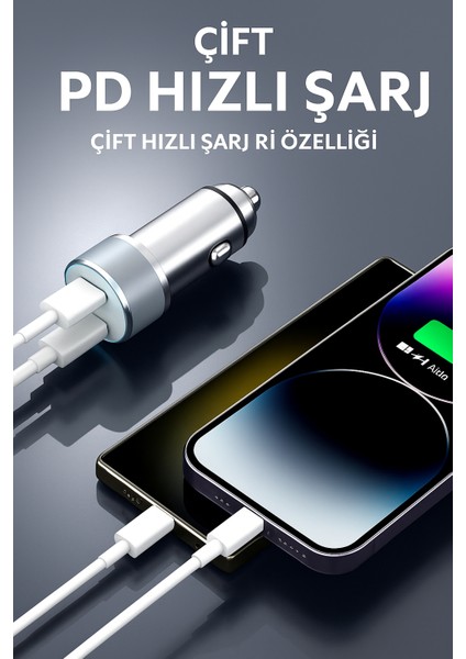 40W Çift Pd Portlu Araç Şarj Cihazı 2X20W Hızlı Şarj Pd3.0 Qc3.0 Destekli Metal Gövde fırsatları