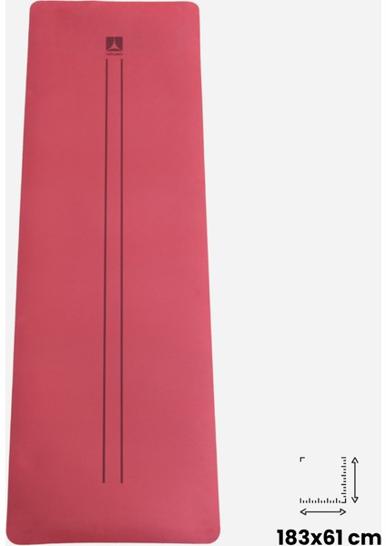 Çift Çizgi Tasarımlı Tpe Yoga Pilates Matı 8 mm Kaymaz Hafif Taşınabilir - Bordo fırsatları