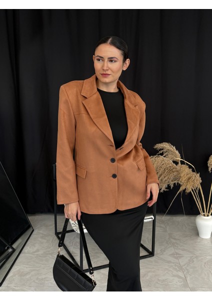 Taba Süet Blazer Ceket