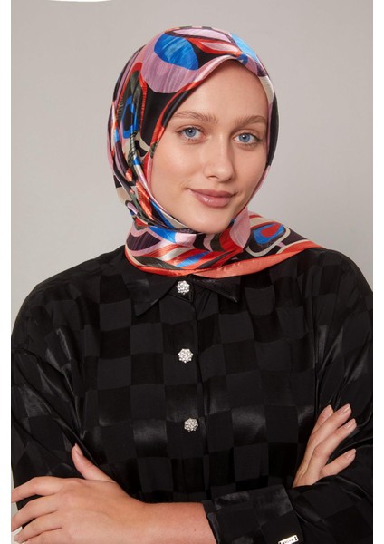 Turuncu Çiçek Desen Kristal Eşarp modelleri