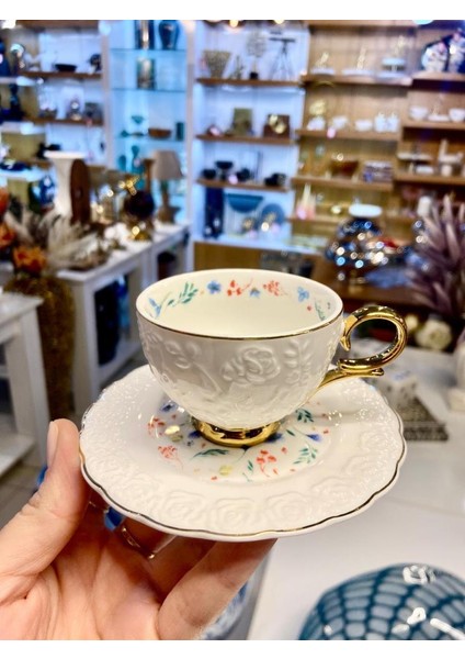 Embos Çiçekli 6 Kişilik Türk Kahvesi Fincanı fiyatları