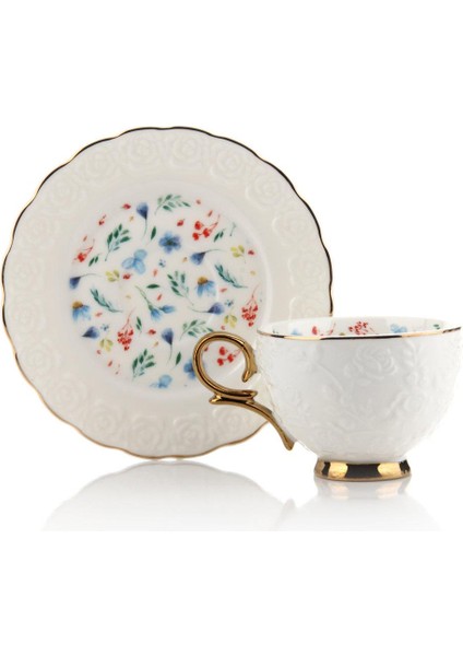 Embos Çiçekli 6 Kişilik Türk Kahvesi Fincanı modelleri