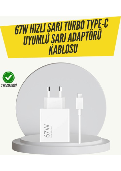 67W Turbo Hızlı Şarj Adaptörü ve Type-C Kablo Güvenli Şarj Teknolojisi - M981B549-N87981