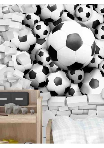 3 Boyutlu Futbol Topları Desenli Isı ve Ses Yalıtımlı Sağlıklı Tekstil Duvar Kağıdı fiyatları