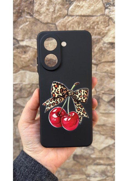 Redmi A5 Uyumlu Kirazlı Leopar Fiyonk Desenli Silikon Darbe Emici Klasik Korumalı Rubber Kılıf fiyatları