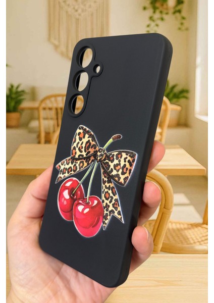 Samsung Galaxy S23 Uyumlu Kiraz Leopar Fiyonk Desenli Silikon Darbe Emici Rubber Kılıf modelleri
