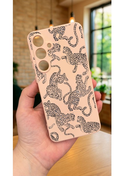 Samsung Galaxy S23FE -Leopar Desenli Silikon Darbe Emici Klasik Korumalı Rubber Kılıf