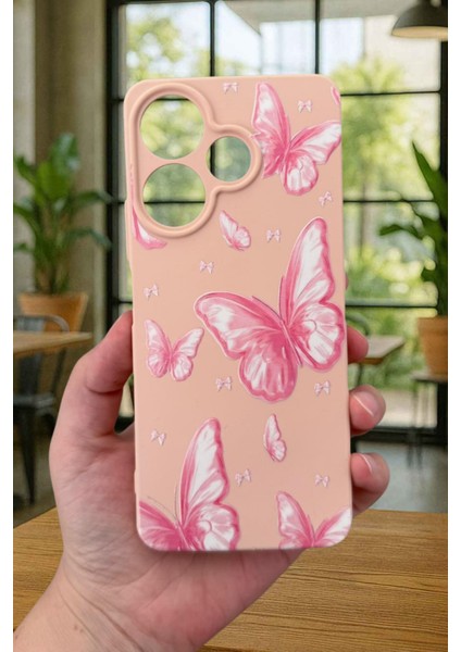 Xiaomi Redmi 13 4g Pembe Kelebek Desenli Silikon Darbe Emici Klasik Korumalı Rubber Kılıf fiyatları