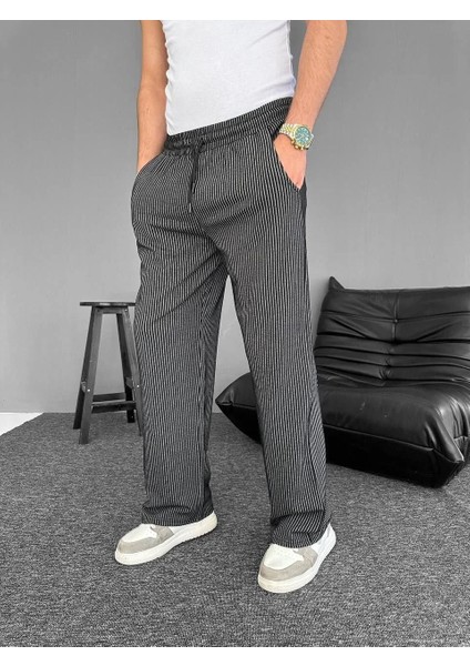 Su Yolu Çizgili Cepli Pantalon - Siyah modelleri