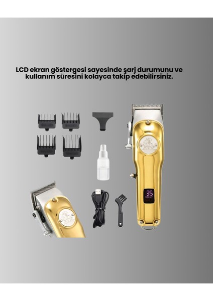 Type-C Şarjlı LCD Ekranlı Profesyonel Saç Sakal Tıraş Makinesi - M604B059-N44604 fırsatları
