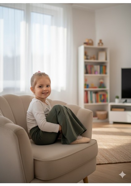 Kız Çocuk Fransız Kadife Geniş Dökümlü Ispanyol Paça Tayt Yeşil fırsatları