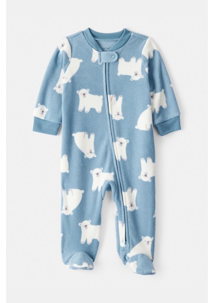 Erkek Bebek Mavi Polar Tulum