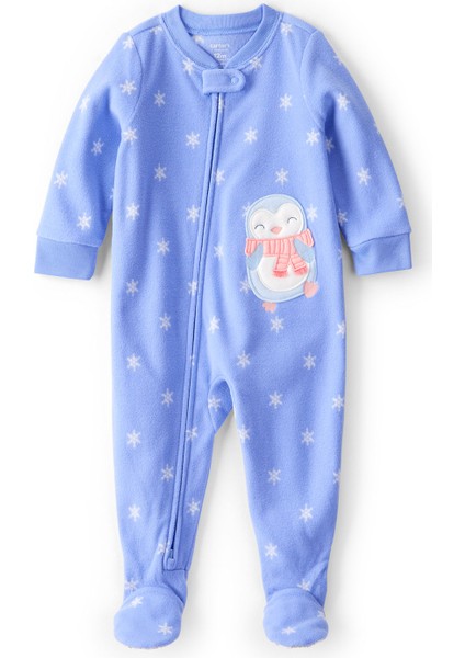 Kız Bebek Mavi Polar Tulum