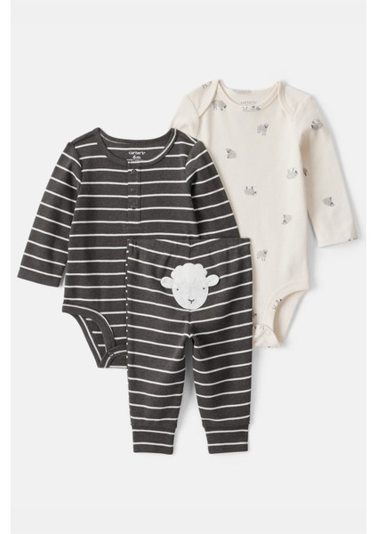 Erkek Bebek Ekru 3lü Set