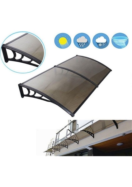 Kapı Pencere Üstü Pratik Sundurma 240 x 100 cm Siyah fiyatları
