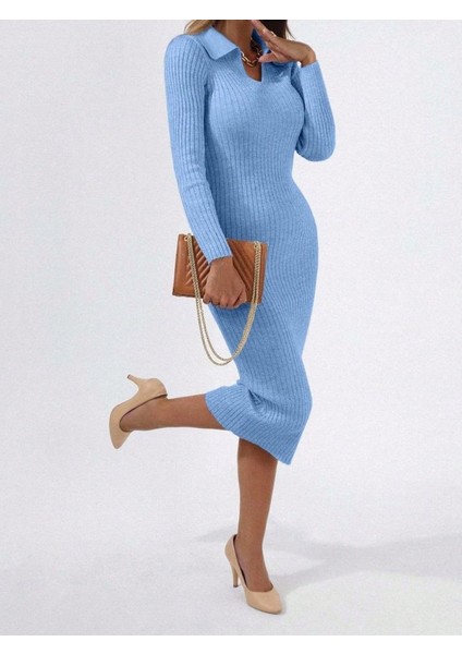 Kadın Siyah Triko Uzun Elbise modelleri