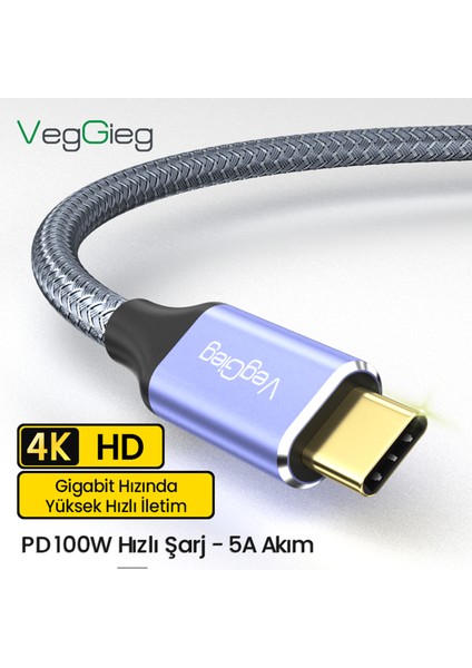 USB 3.1 Type-C Pd 100W 5A 10GBPS 4K 60Hz Destekli Kablo 2 Metre fiyatları