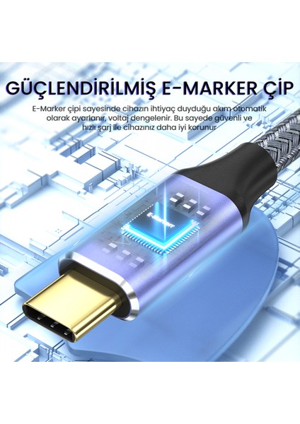 USB 3.1 Type-C PD 100W 5A 10Gbps 4K 60Hz Destekli Kablo 1 Metre modelleri