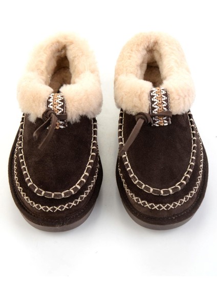 Kahve Hakiki Deri Kadın Ev Terliği K01502010002 fırsatları